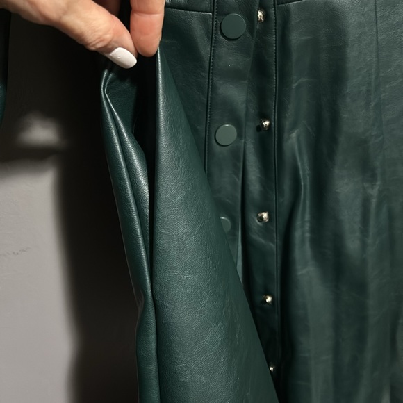 Holiday 🌲 Forest Hunter Green Faux Leather Dress - Picture 8 of 15